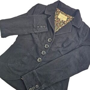 Sanctuary Clothing LA Cotton Jacket Womens S Black & Floral Boho Chic Stretch